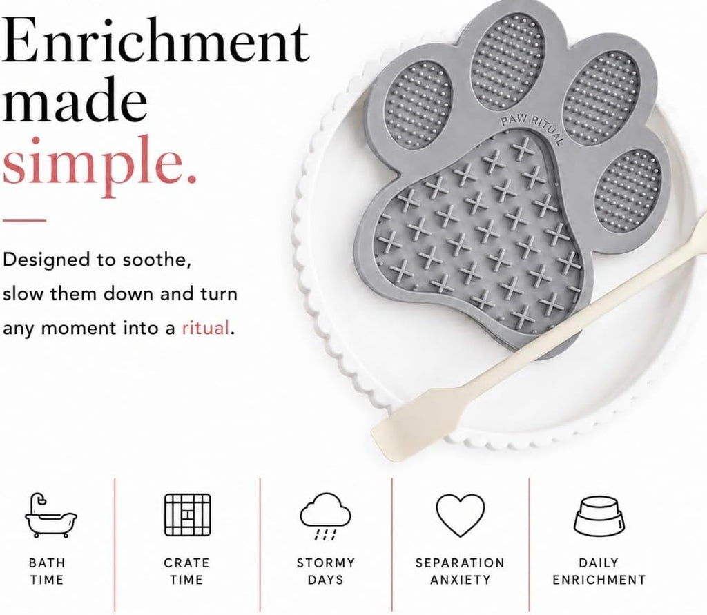 Calm Lick Mat for Dogs-Slow Feeder Silicone Mat (Stone)