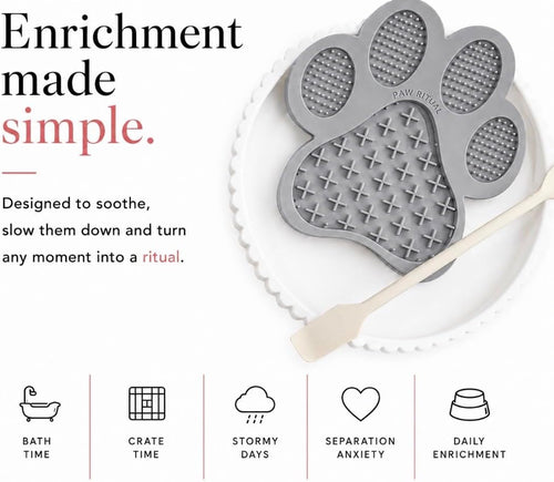 Calm Lick Mat for Dogs-Slow Feeder Silicone Mat (Stone)