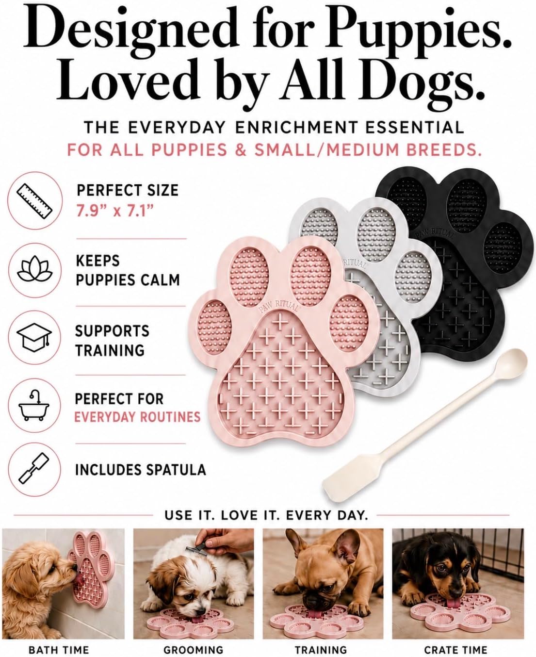 Calm Lick Mat for Dogs-Slow Feeder Silicone Mat (Stone)