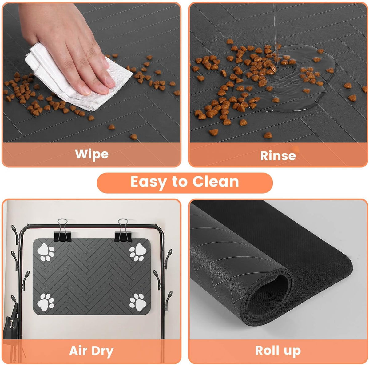 Pet Feeding Mat-Absorbent Pet Placemat for Food and Water Bowl, with Waterproof Rubber Backing, Quick Dry Water Dispenser Mat for Dog and Cat (20"x12", Beige)