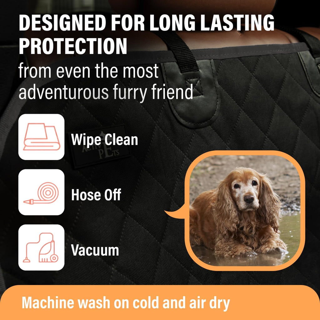 Black XL Dog Car Hammock Back Seat Cover, Waterproof Backseat Cover Protector for Truck Bench Rear of Sedans or SUVs, Essential Pet Supplies Vacuum or Wipe Clean, Machine Washable