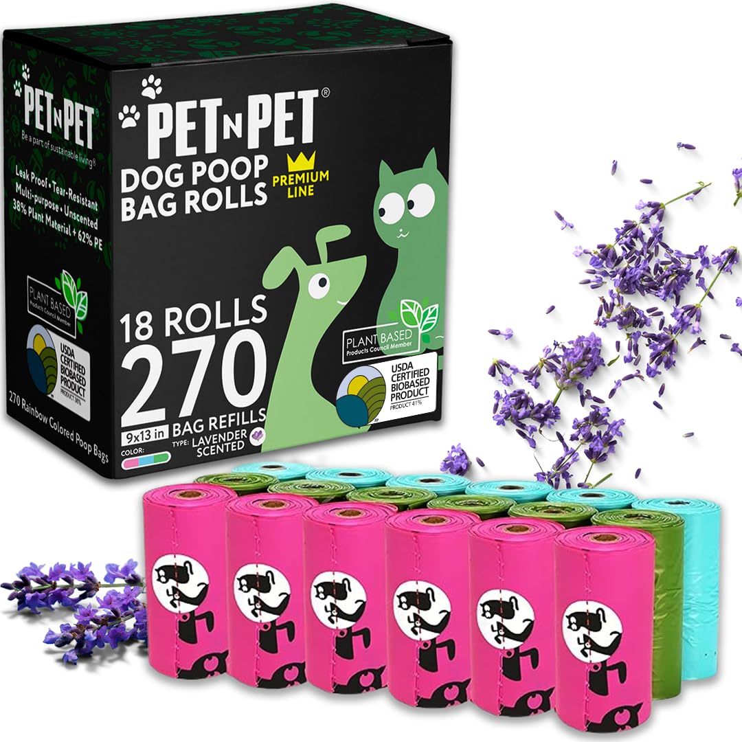 Pet N Pet Dog Poop Bags Rolls, 720 Count, Lavender Scented, Colorful