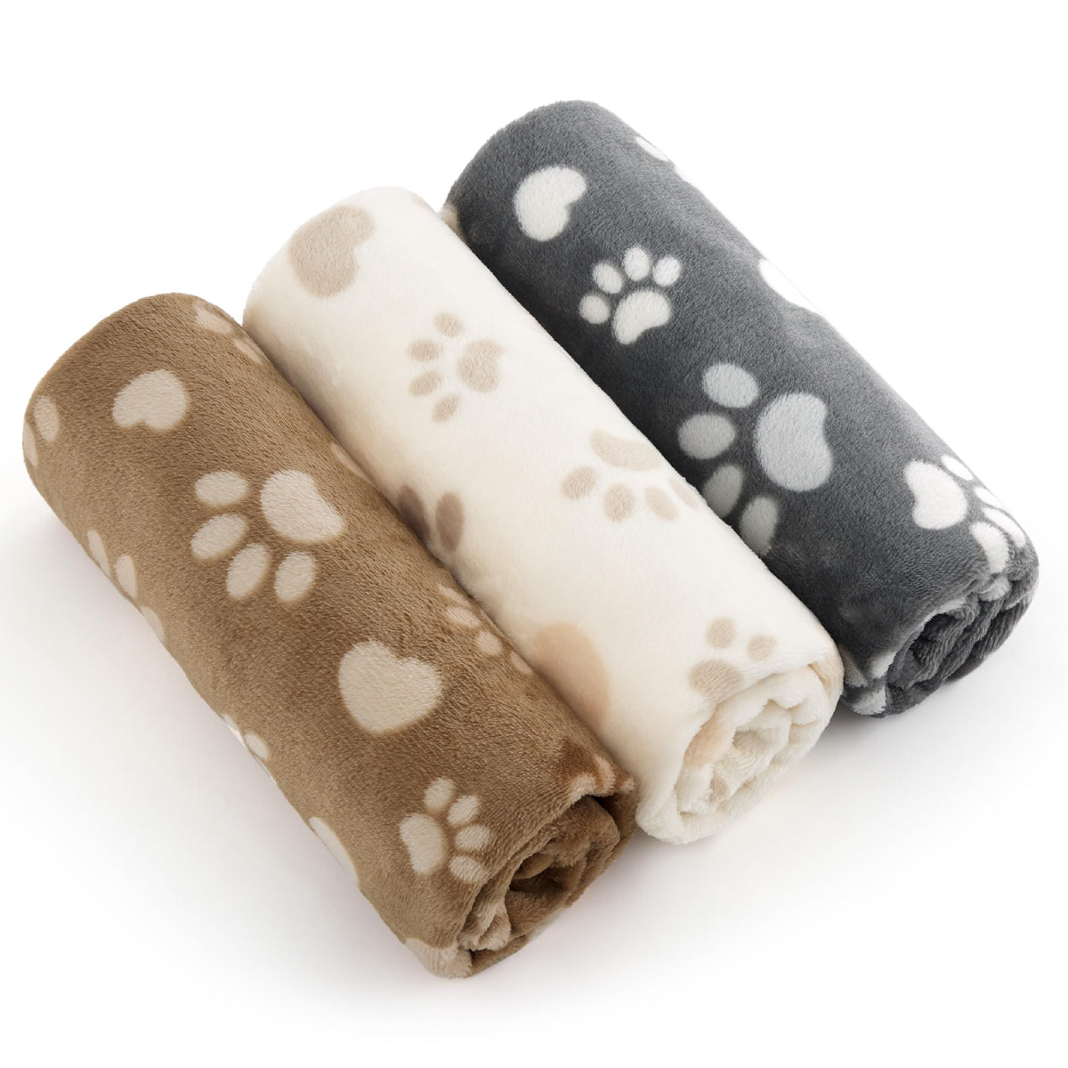 Bedsure Dog Blanket for Small Dogs Puppy, Flannel Fleece, 3-Pack 30x20 | 280GSM Coral Fleece,Machine Washable Fuzzy Pet Blanket with Dog Prints for Crate Cage, Dog Bed,Puppy Essentials,Doggy Gifts