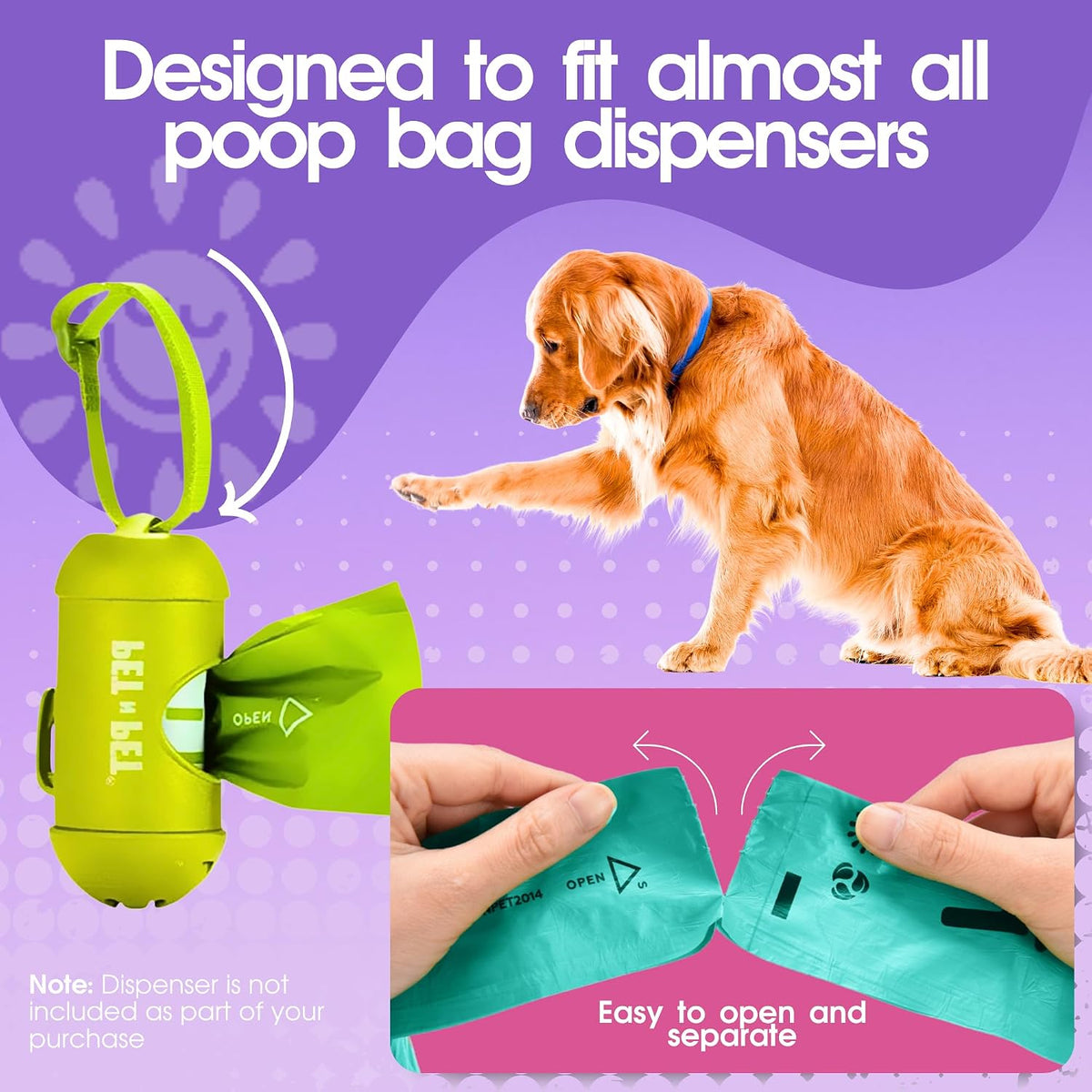 Pet N Pet Dog Poop Bags Rolls, 720 Count, Lavender Scented, Colorful