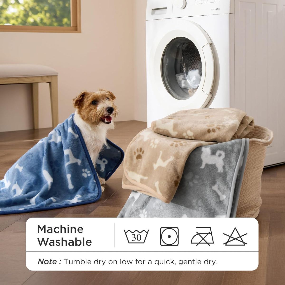 Bedsure Dog Blanket for Small Dogs Puppy, Flannel Fleece, 3-Pack 30x20 | 280GSM Coral Fleece,Machine Washable Fuzzy Pet Blanket with Dog Prints for Crate Cage, Dog Bed,Puppy Essentials,Doggy Gifts