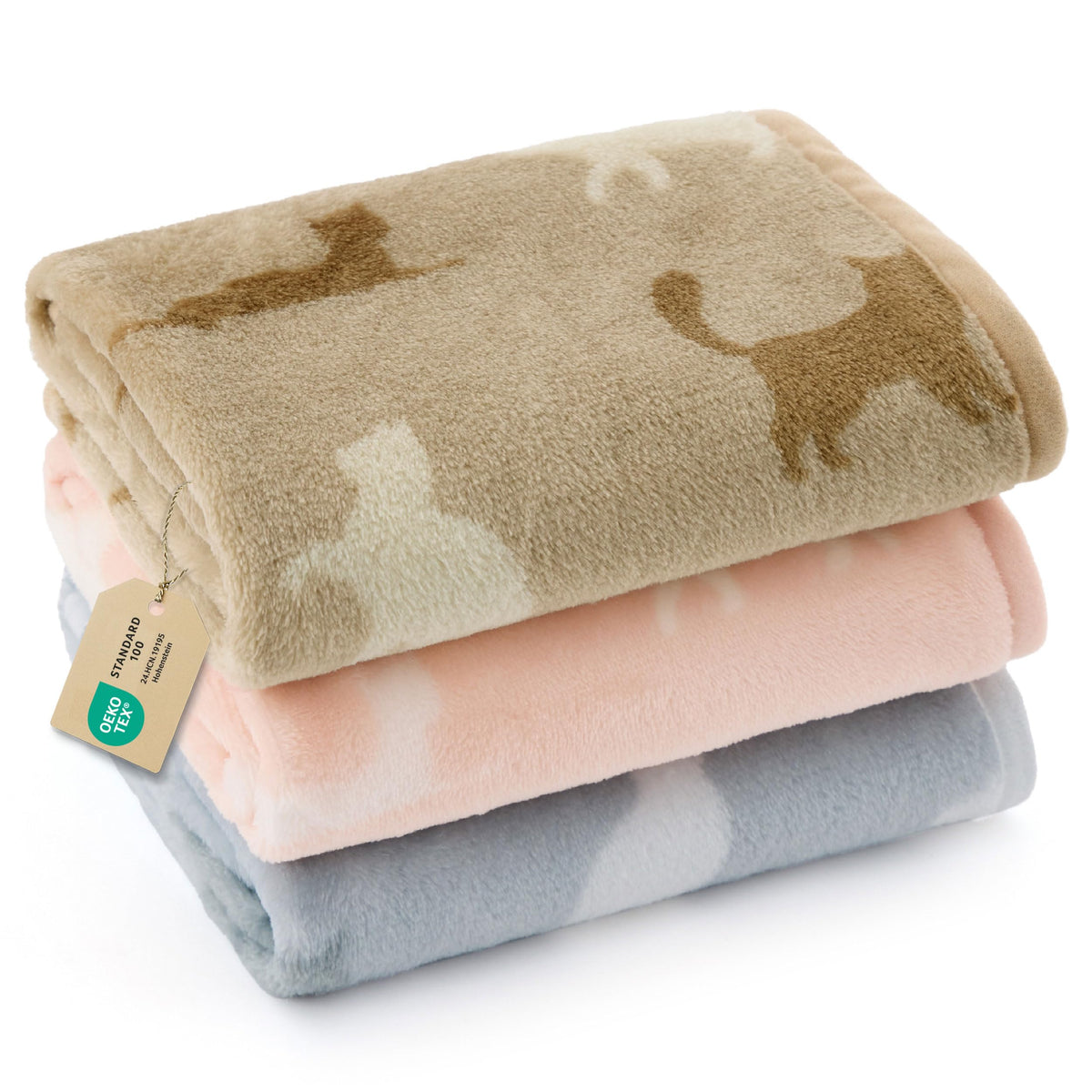Bedsure Dog Blanket for Small Dogs Puppy, Flannel Fleece, 3-Pack 30x20 | 280GSM Coral Fleece,Machine Washable Fuzzy Pet Blanket with Dog Prints for Crate Cage, Dog Bed,Puppy Essentials,Doggy Gifts