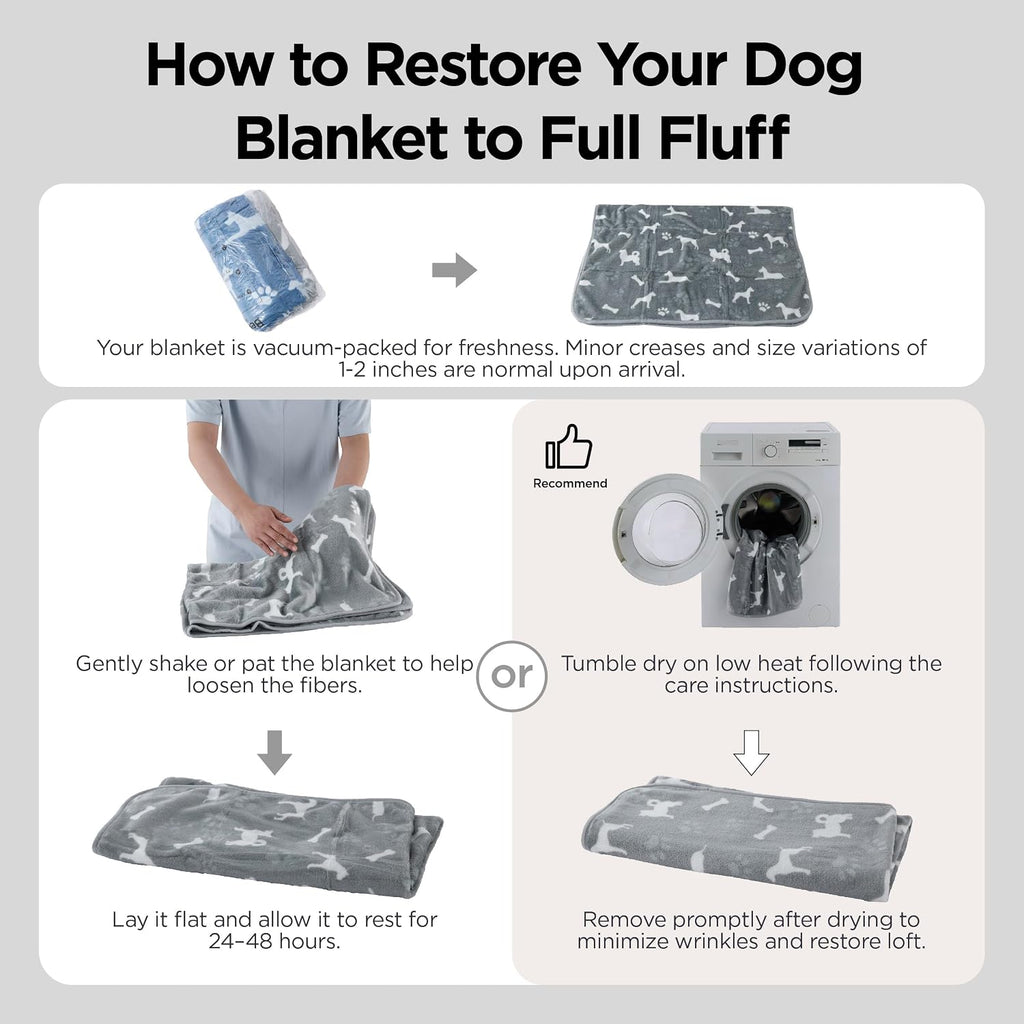 Bedsure Dog Blanket for Small Dogs Puppy, Flannel Fleece, 3-Pack 30x20 | 280GSM Coral Fleece,Machine Washable Fuzzy Pet Blanket with Dog Prints for Crate Cage, Dog Bed,Puppy Essentials,Doggy Gifts