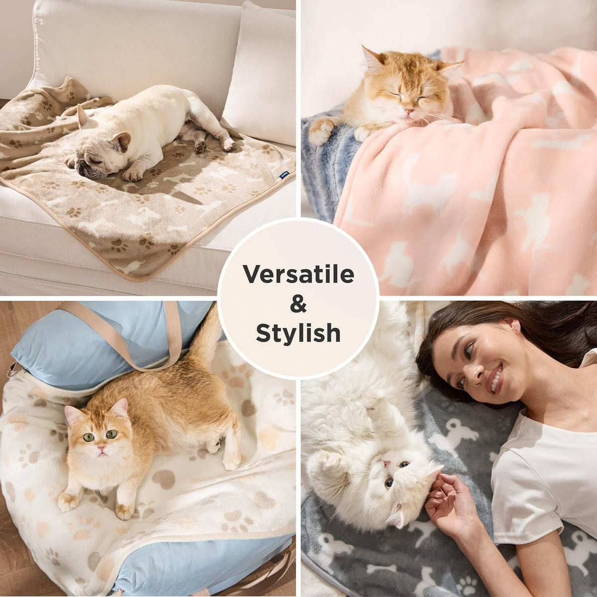 Bedsure Dog Blanket for Small Dogs Puppy, Flannel Fleece, 3-Pack 30x20 | 280GSM Coral Fleece,Machine Washable Fuzzy Pet Blanket with Dog Prints for Crate Cage, Dog Bed,Puppy Essentials,Doggy Gifts