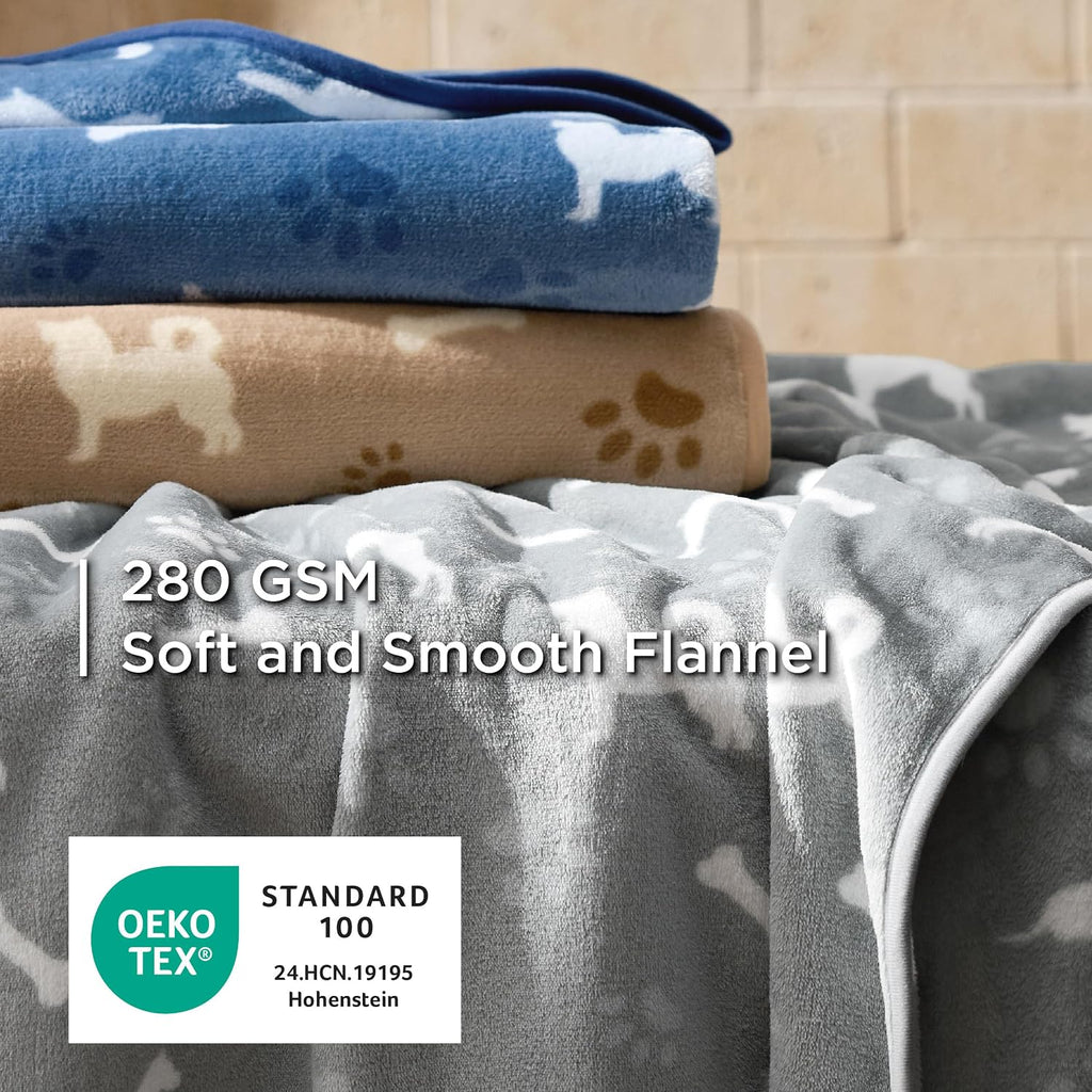 Bedsure Dog Blanket for Small Dogs Puppy, Flannel Fleece, 3-Pack 30x20 | 280GSM Coral Fleece,Machine Washable Fuzzy Pet Blanket with Dog Prints for Crate Cage, Dog Bed,Puppy Essentials,Doggy Gifts